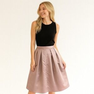 Missguided US10‎ EU42 Knee Length A-Line High Waist Midi Satin Pleated Girly